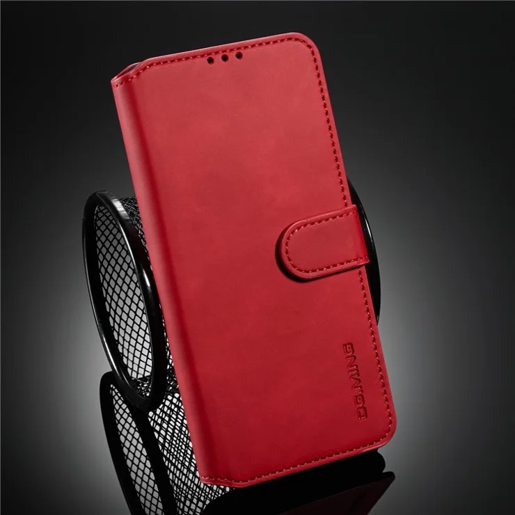 DG.MING Retro with Leather Wallet Case for Samsung Galaxy S20 Ultra - Red