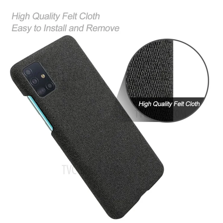 Solid Color Cloth Texture PC Phone Case for Samsung Galaxy A51 - Black