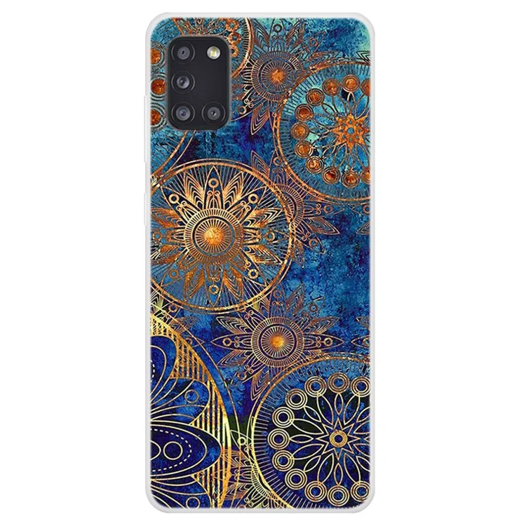 Pattern Printing Soft TPU Protective Case Phone Shell for Samsung Galaxy A31 - Gold Malanda