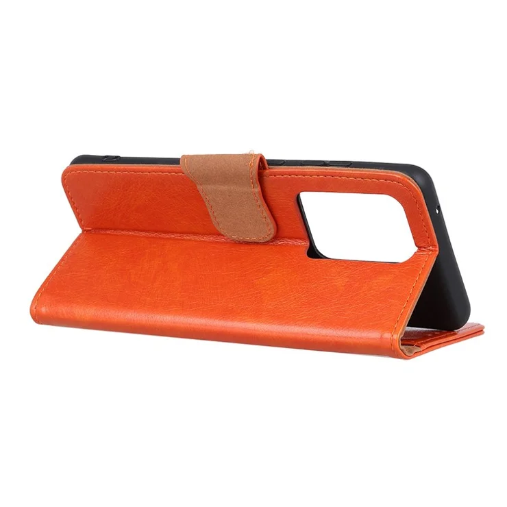 Nappa Texture Split Leather Shell Wallet Case for Samsung Galaxy Note20 Ultra/20 Ultra 5G - Orange