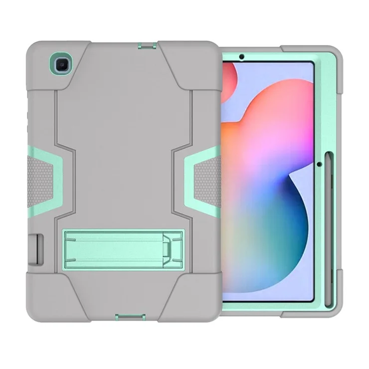 For Samsung Galaxy Tab S6 Lite (2020) / (2022) / (2024) PC TPU Hybrid Tablet Case with Kickstand - Grey / Green