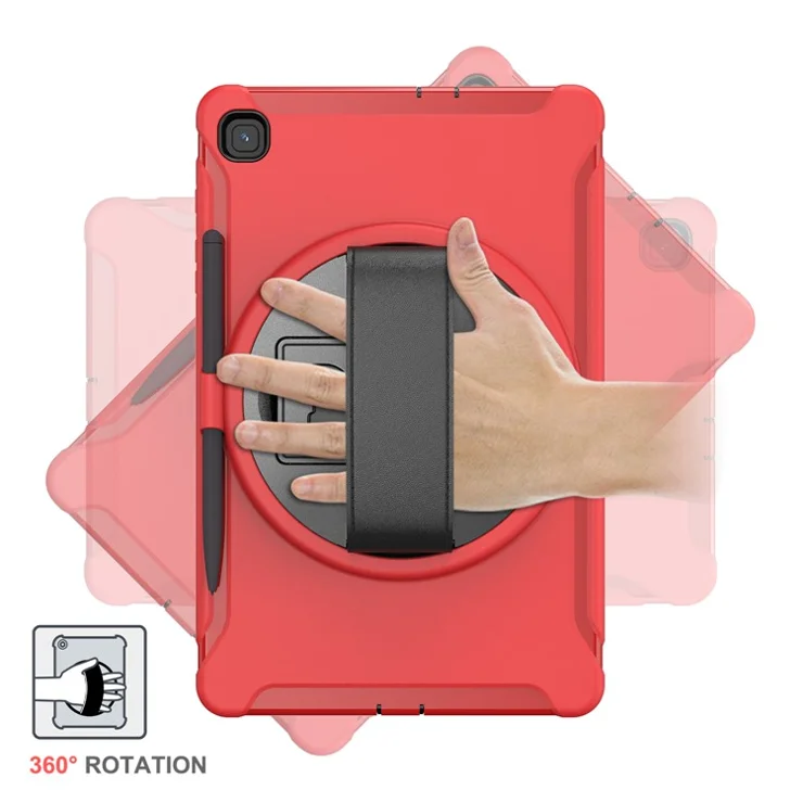 PC + TPU Tablet Cover with Pen Slot and Hand Strap for Samsung Galaxy Tab S6 Lite (2020) P610 / P615 / S6 Lite (2022) / (2024) P620 - Red