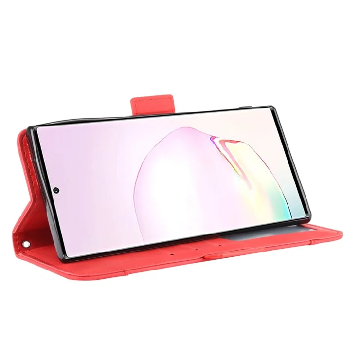 Multiple Card Slots Wallet Shell Leather Cell Phone Case for Samsung Galaxy Note20 Ultra/20 Ultra 5G - Red