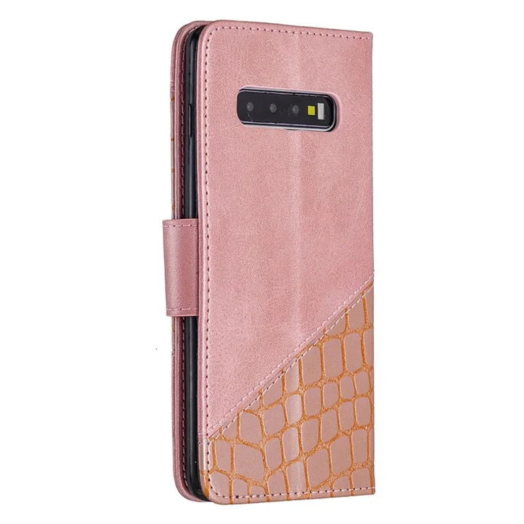 Crocodile Skin Assorted Color Style Leather Wallet Case for Samsung Galaxy S10 Plus - Rose Gold