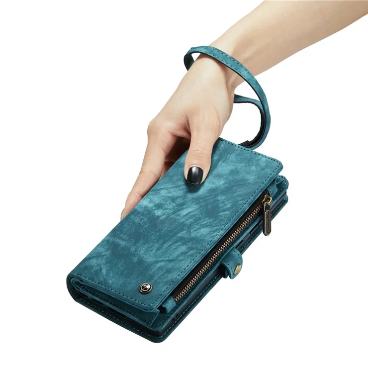 CASEME 008 Series Multi-functional 2-in-1 Zipper Wallet PU Leather Case for Samsung Galaxy Note20 Ultra / Note20 Ultra - Blue