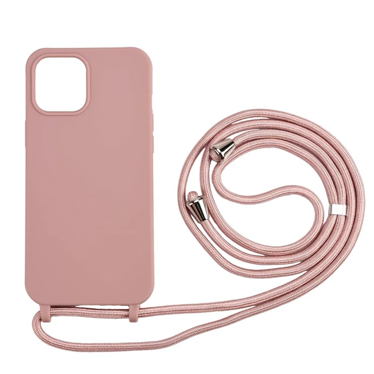 Soft TPU Case with Multi-function Lanyard for iPhone 12 Pro Max Phone Cover - Deep Pink