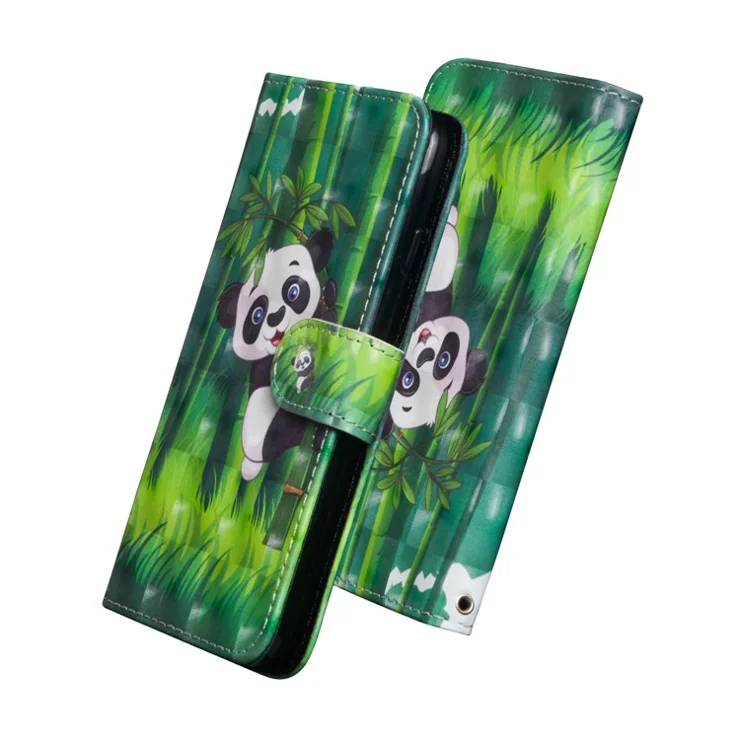 Light Spot Decor Pattern Printing Wallet Stand Leather Shell with Strap for Samsung Galaxy S20 FE 4G/FE 5G/S20 Lite/S20 FE 2022 - Panda