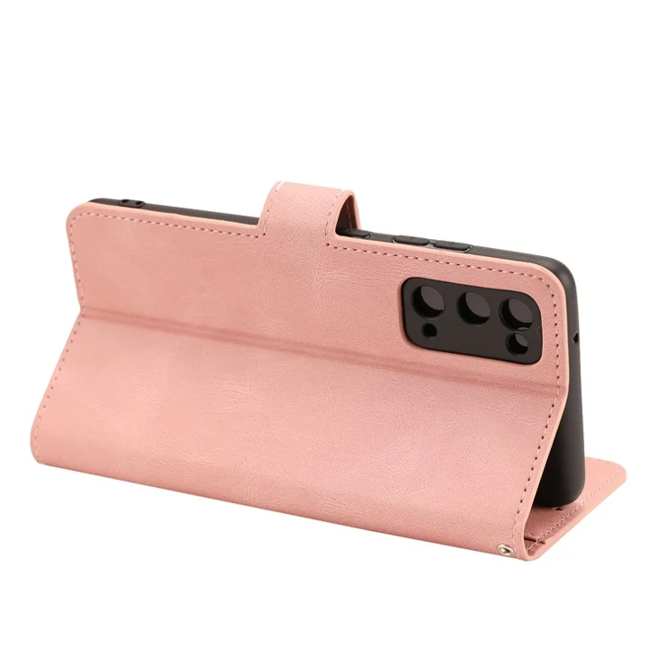 For Samsung Galaxy S20 FE/S20 Fan Edition/S20 FE 5G/S20 Fan Edition 5G/S20 Lite/S20 FE 2022 Classic Style PU Leather Phone Cover Shell with Wallet and Stand - Pink