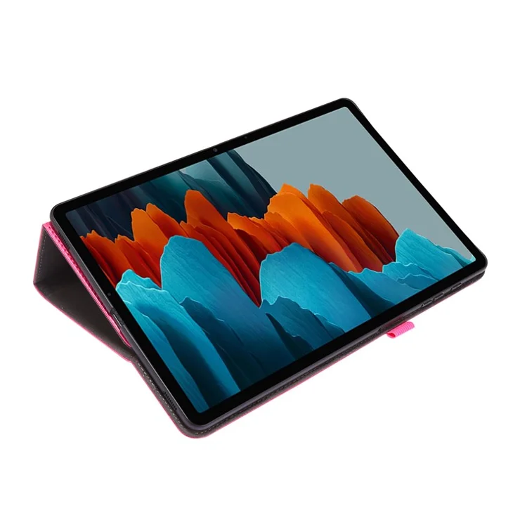 Crazy Horse Texture Two-Fold Design Leather Cover Case for Samsung Galaxy Tab S7+ / S8+ - Rose