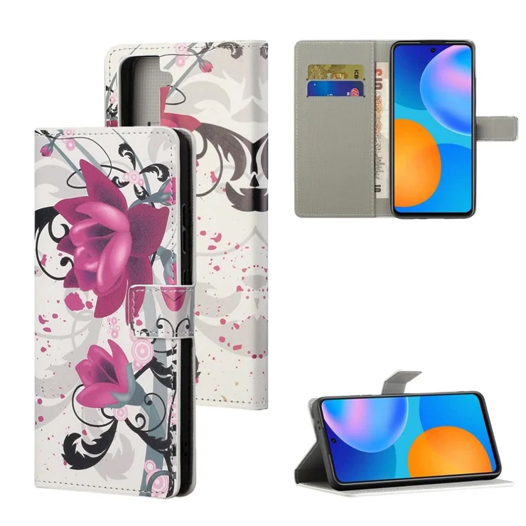 Wallet Stand Leather Pattern Printing Protective Case for Samsung Galaxy S21 5G/S21 4G Cell Phone Accessory - Rose Flower