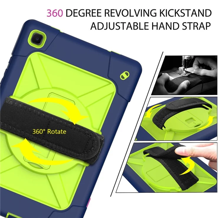 PC + TPU Hybrid Tablet Case Kickstand with Strap for Samsung Galaxy Tab A7 10.4 (2022) / (2020) - Blue / Green