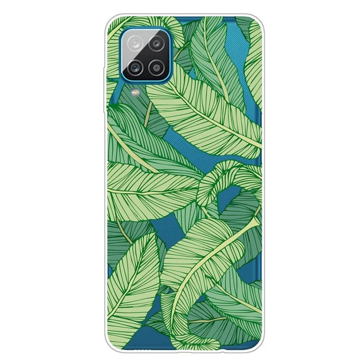 For Samsung Galaxy A12 Pattern Printing TPU Phone Protective Cover - Leaf