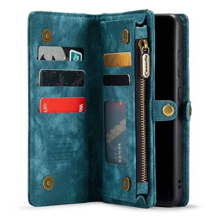 CASEME 008 Series for Samsung Galaxy S21 4G / 5G Detachable Design Magnetic TPU+PU Leather Shell Phone Case Wallet Anti-scratch Phone Cover - Blue