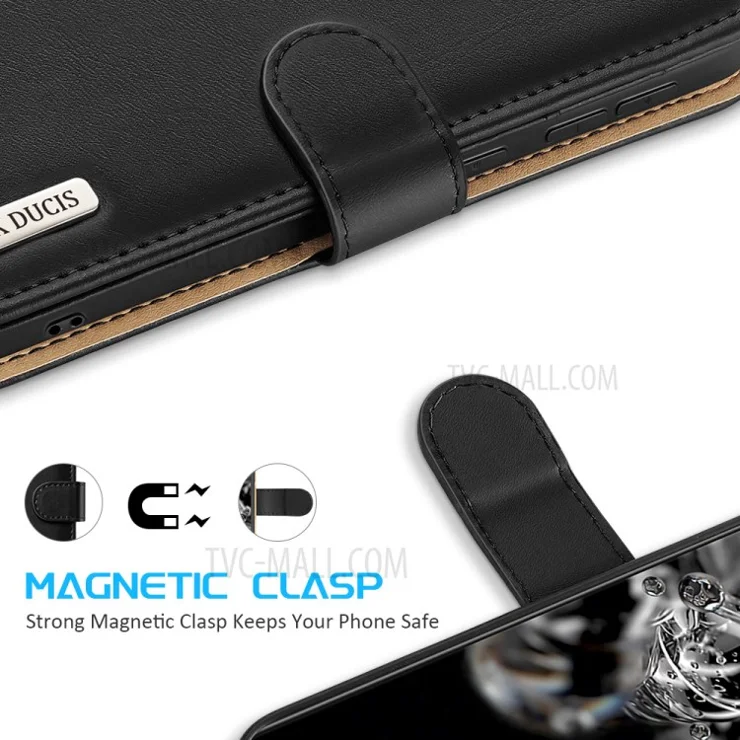DUX DUCIS for Samsung Galaxy S21 4G / 5G Hivo Series Anti-Scratch Wallet Stand Split Leather Phone Cover Flip Shell - Black