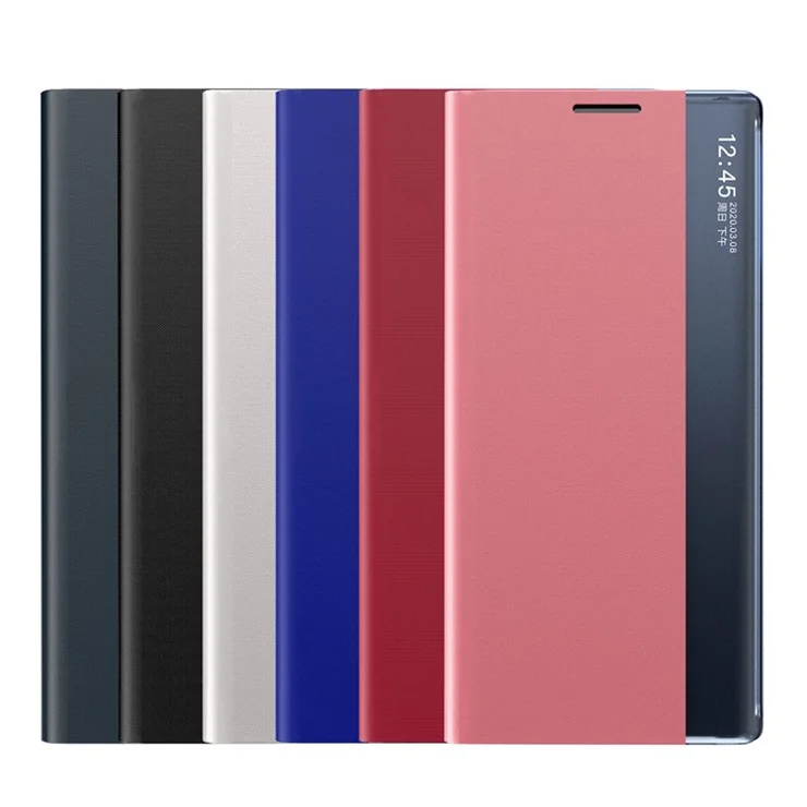 For Samsung Galaxy S21 Ultra 5G View Window Phone Cover PU Leather Stand Case - Dark Blue
