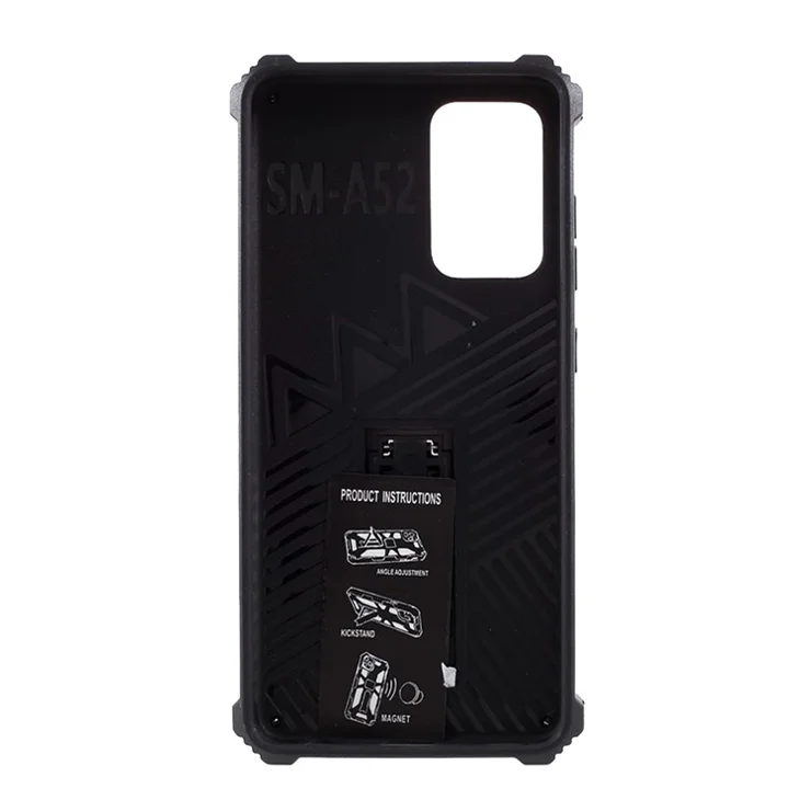 PC+TPU Anti-drop Cover with Kickstand and Magnetic Metal Sheet for Samsung Galaxy A52 4G/5G / A52s 5G - Black