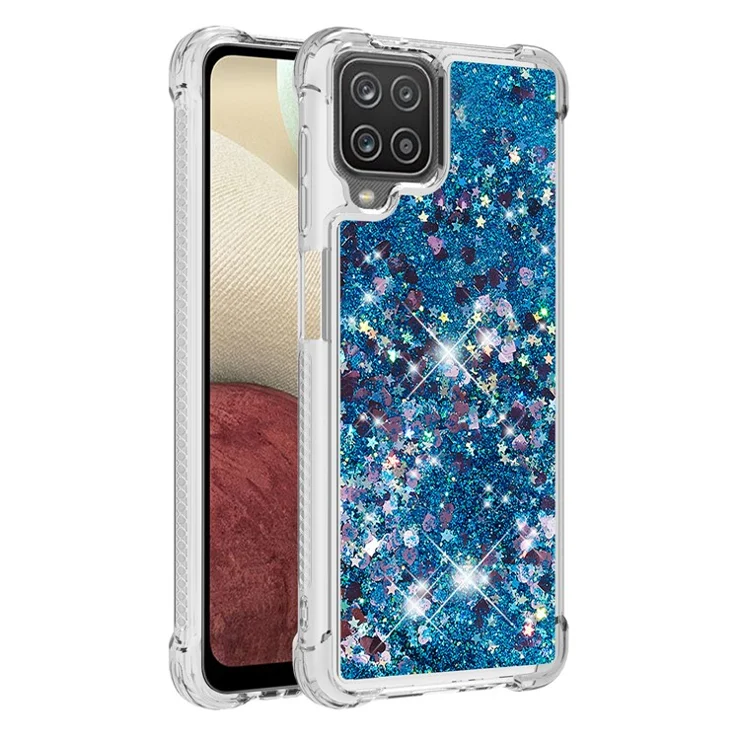 Funny Glitter Sequins Quicksand Design TPU Protective Cover Shell for Samsung Galaxy A12/M12 - Blue