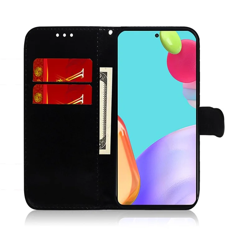 Mirror-like Surface Wallet Stand Leather Case for Samsung Galaxy A52 4G/5G / A52s 5G - Rose