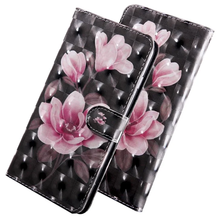 3D Pattern Printing Wallet Stand PU Leather Full-Protection Phone Cover Case for Samsung Galaxy A12 - Beautiful Flower