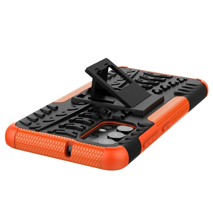 Cool Tyre Pattern PC + TPU Phone Case with Kickstand for Samsung Galaxy A32 4G (EU Version) - Orange