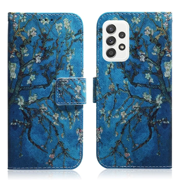 Pattern Printing Wallet Design Leather Protective Shell Case for Samsung Galaxy A52 4G/5G / A52s 5G - Flower