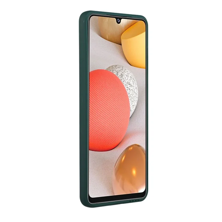 Soft TPU Phone Protection Case Cover with Card Holder for Samsung Galaxy M12 / A12 - Dark Green