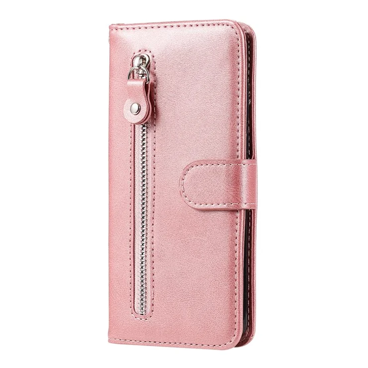 Zipper Pocket Wallet Leather Stand Phone Case Cover for Samsung Galaxy A32 4G (EU Version) - Rose Gold