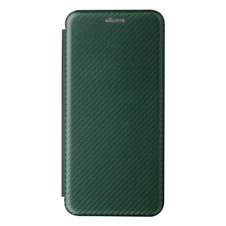 Auto-absorbed Carbon Fiber Texture Shock-proof Leather Case with Card Holder and Ring Strap for Samsung Galaxy S21 FE - Green