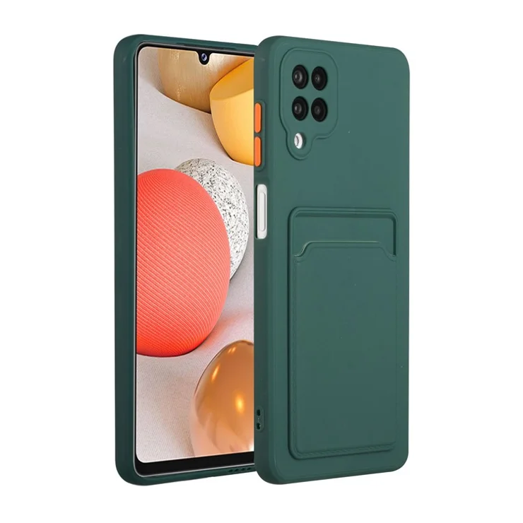 Soft TPU Phone Case Cover with Card Slot for Samsung Galaxy A12 - Green