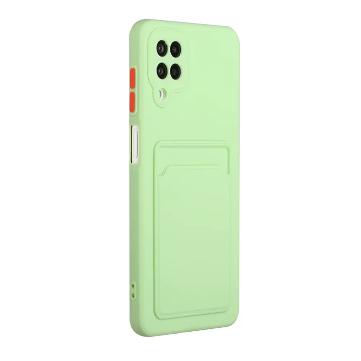 Soft TPU Phone Case Cover with Card Slot for Samsung Galaxy A12 - Light Green