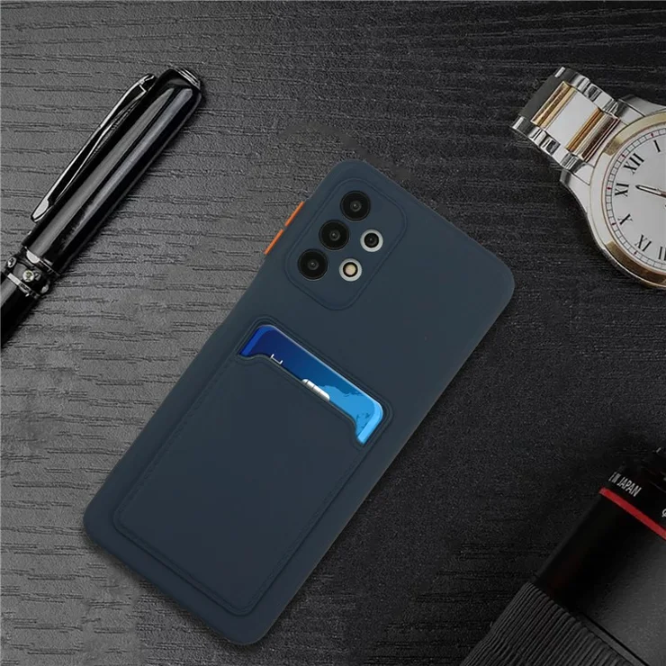 For Samsung Galaxy A32 5G/M32 5G Card Slot Soft TPU Phone Case - Dark Blue
