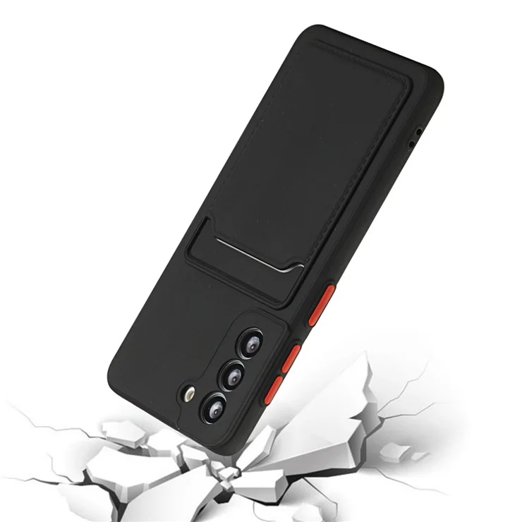 Soft TPU Phone Case Cover with Card Slot for Samsung Galaxy S21 5G/4G - Black