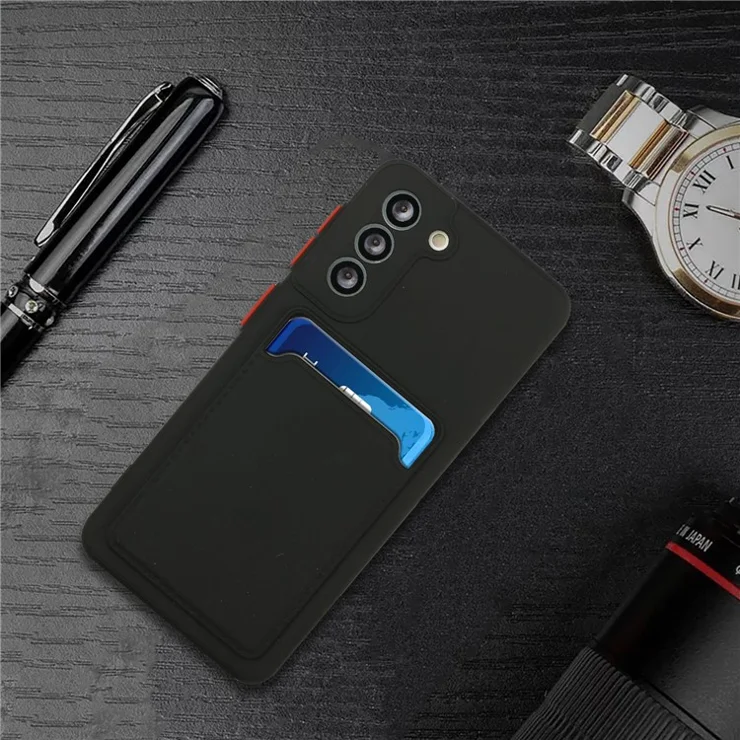 Soft TPU Phone Case Cover with Card Slot for Samsung Galaxy S21 5G/4G - Black