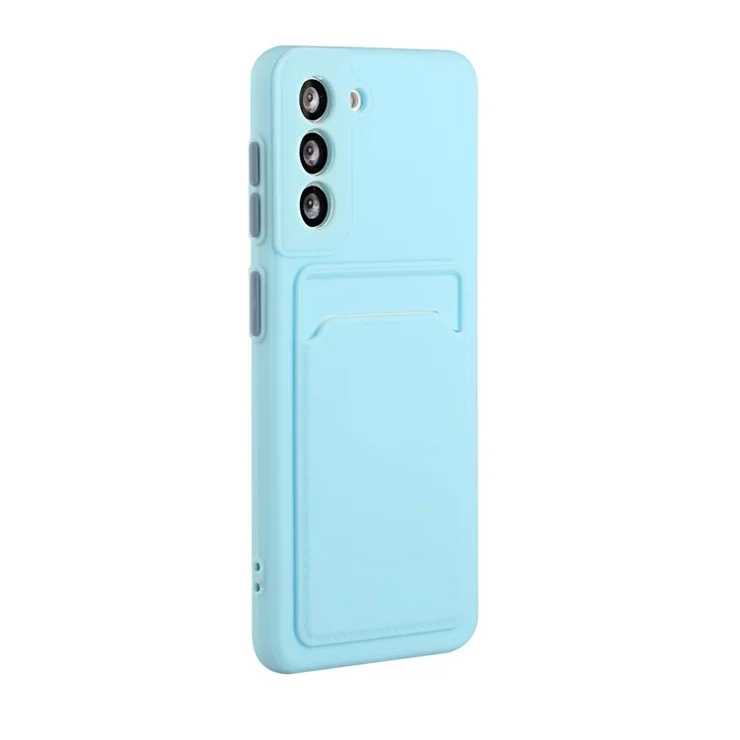 Soft TPU Phone Case Cover with Card Slot for Samsung Galaxy S21+ 5G - Baby Blue