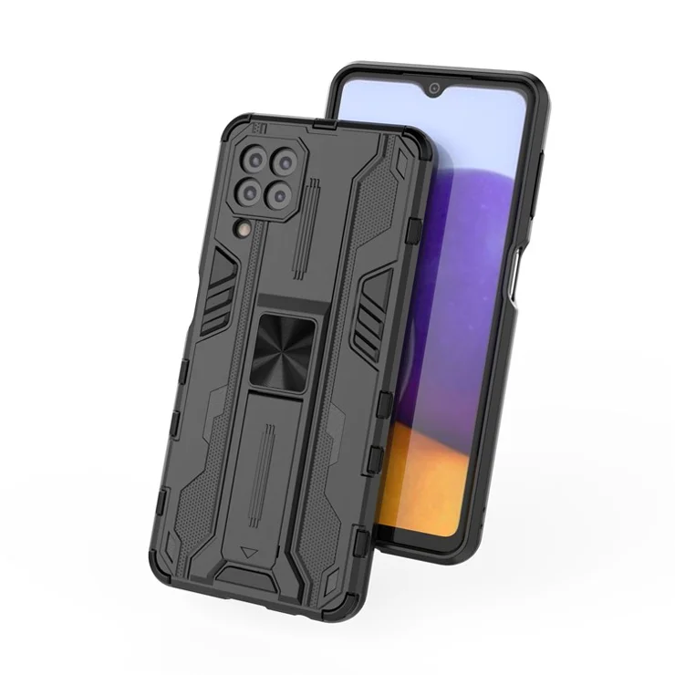 PC + TPU Hybrid Phone Case Impact Resistant Protective Cover with Kickstand for Samsung Galaxy A22 4G (EU Version) - Blue
