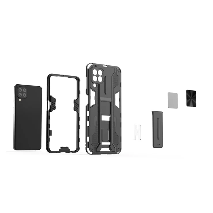 PC + TPU Hybrid Phone Case Impact Resistant Protective Cover with Kickstand for Samsung Galaxy A22 4G (EU Version) - Blue