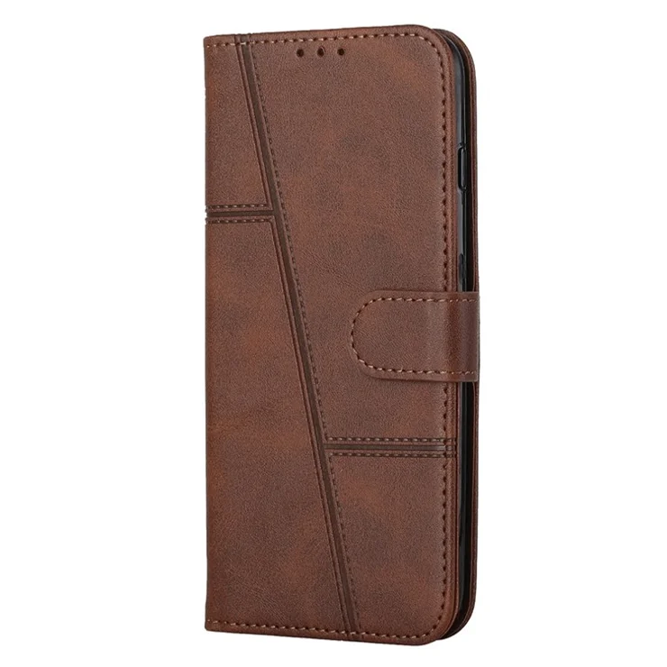 Concise Leather Phone Stand Cover Case for Samsung Galaxy A32 4G (EU Version) - Brown