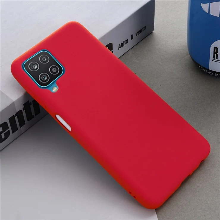 Soft Silicone Mobile Phone Back Case Cover Shell with Lanyard for Samsung Galaxy A22 4G (EU Version) - Red