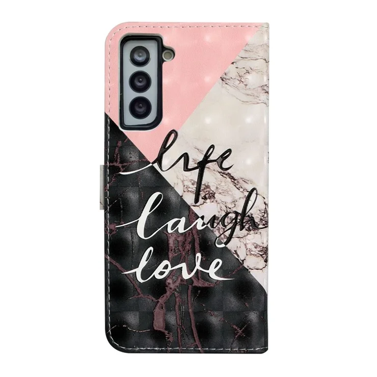 Ultra Wallet 3D Pattern Printing Style Premium PU Leather Flip Magnetic Closure Cover Case for Samsung Galaxy S21 FE - Tri-color