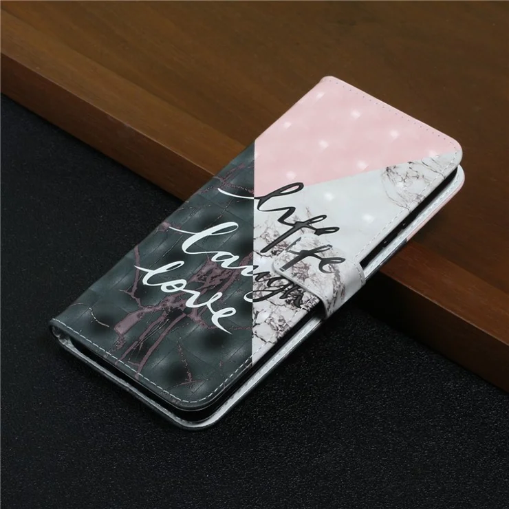 3D Cute Pattern Printing Wallet PU Leather Wallet Case Flip Folio Stand View for Samsung Galaxy A02s (164.2x75.9x9.1mm) / M02s - Tri-color