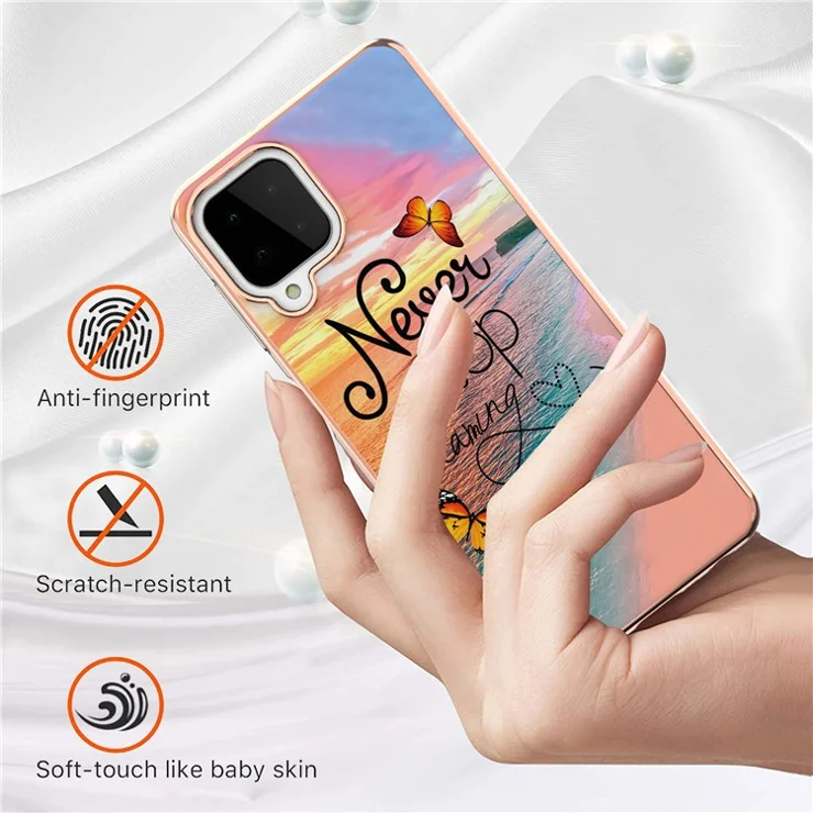 For Samsung Galaxy A22 4G (EU) TPU Cases IMD Pattern Electroplating Soft Phone Back Cover - Never Stop Dreaming