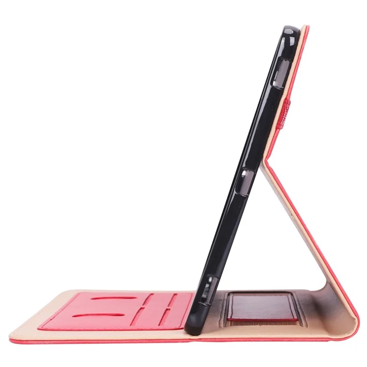 Business Style Hand-Hold Leather Tablet Cover with Card Slots for Samsung Galaxy Tab S8+ / S7 FE T730 / T736 / S7+ - Red