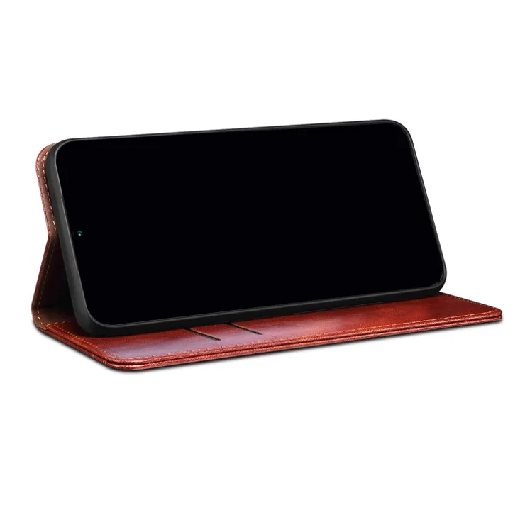 Leisure Style Waxy Crazy Horse Texture Protective Leather Case Cover for Samsung Galaxy M32 (Global Version) - Brown