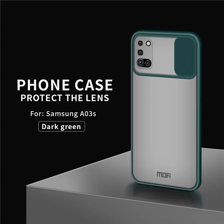 MOFI XINDUN Series Drop-Proof Hybrid Phone Case with Lens Slider Design for Samsung Galaxy A03s (164.2 x 75.9 x 9.1mm) - Green