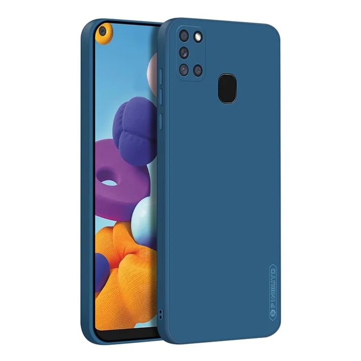 PINWUYO Soft Silicone Precise Cutouts Scratch-Resistant Protective Phone Case for Samsung Galaxy A21s - Blue