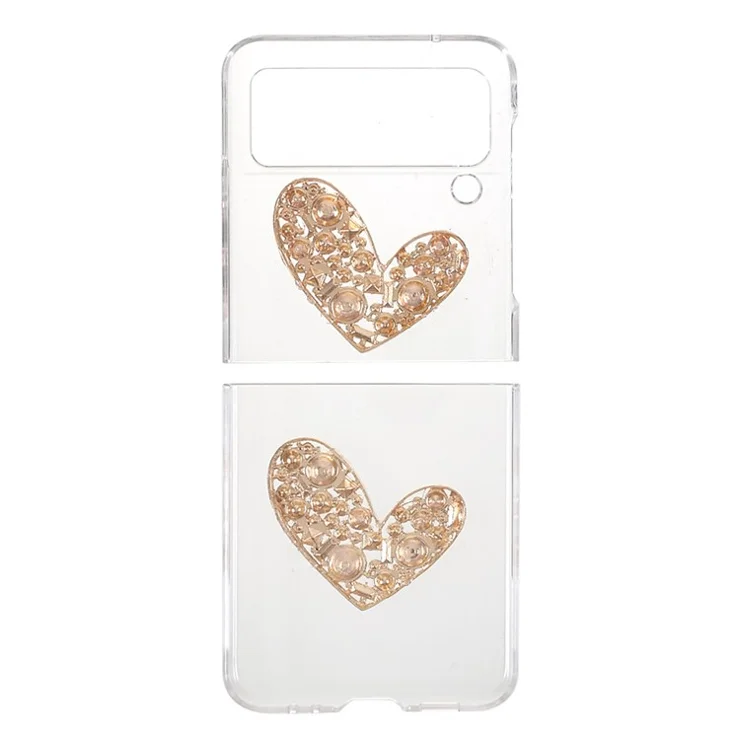 2-Pieces Design Anti-Collision Rhinestone Decoration PC + TPU Hybrid Cover Shell for Samsung Galaxy Z Flip3 5G - Heart