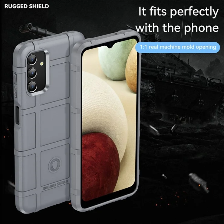 For Samsung Galaxy A13 4G / 5G / M13 5G / A04s 4G (164.7 x 76.7 x 9.1 mm) Rugged Square Grid Design Drop-proof TPU Phone Case Cover Protector - Grey