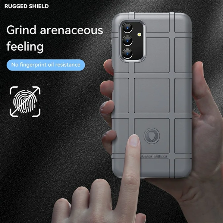 For Samsung Galaxy A13 4G / 5G / M13 5G / A04s 4G (164.7 x 76.7 x 9.1 mm) Rugged Square Grid Design Drop-proof TPU Phone Case Cover Protector - Grey