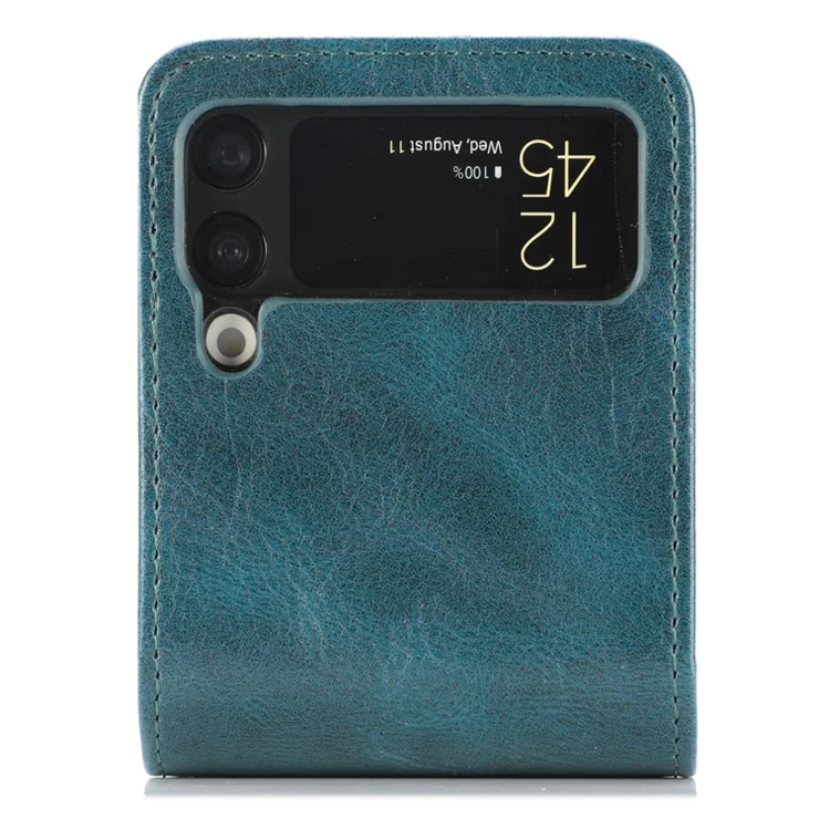 For Samsung Galaxy Z Flip3 5G Wallet Card Slots Design Anti-Drop Anti-Fingerprint Durable PU Leather Phone Case Cover - Green