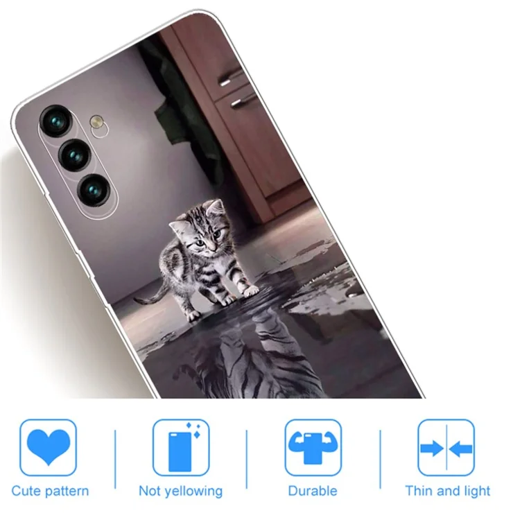 Anti-scratch IMD Pattern Printing Flexible TPU Protective Phone Case Shell for Samsung Galaxy A13 5G / A04s 4G (164.7 x 76.7 x 9.1 mm) - Cat and Tiger